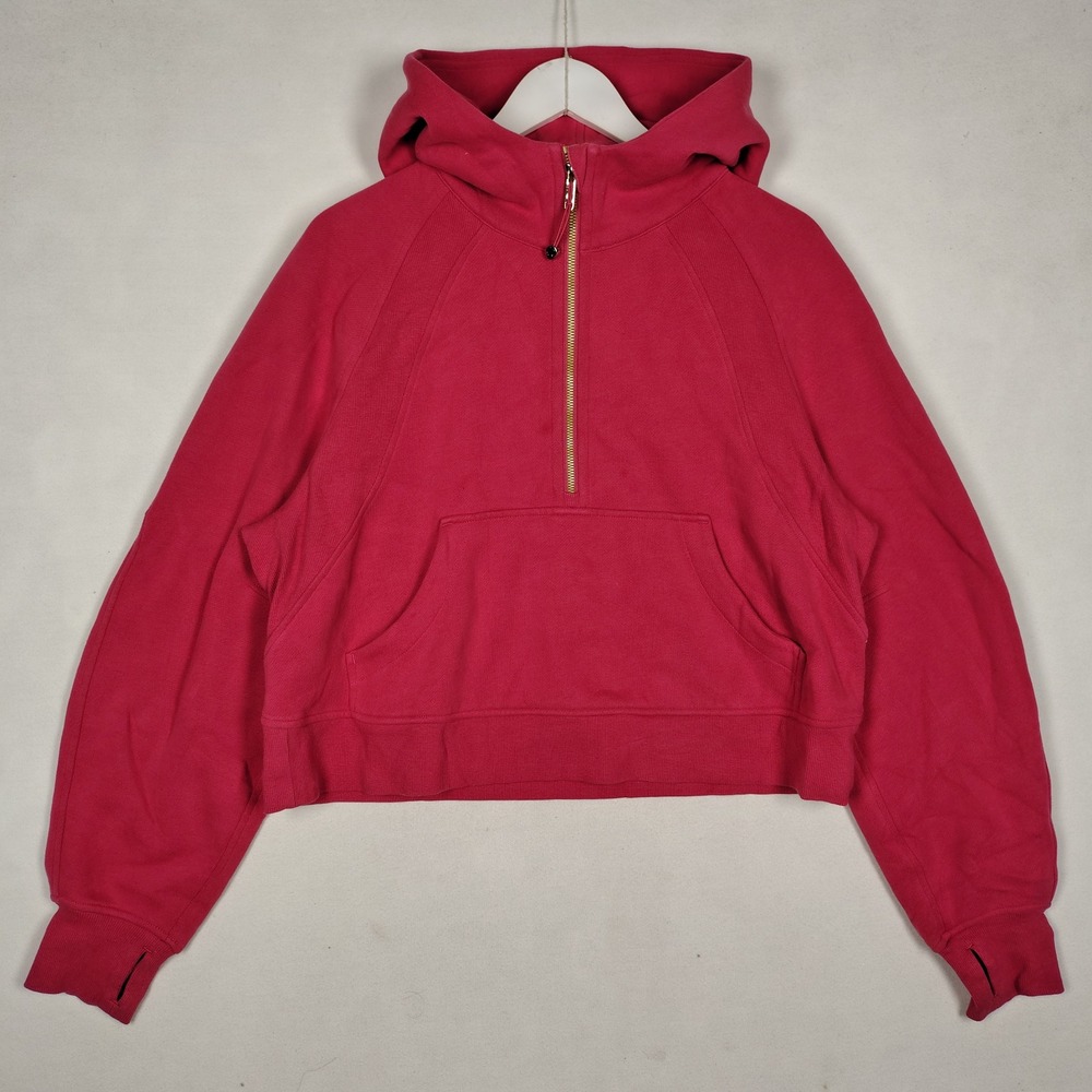 Lululemon Scuba Oversized Half-Zip Hoodie Pink Gold Zip Cropped Sweatshirt